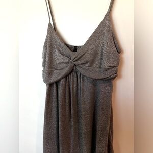 M Papaya Shimmering Silver Top with Knot Detail